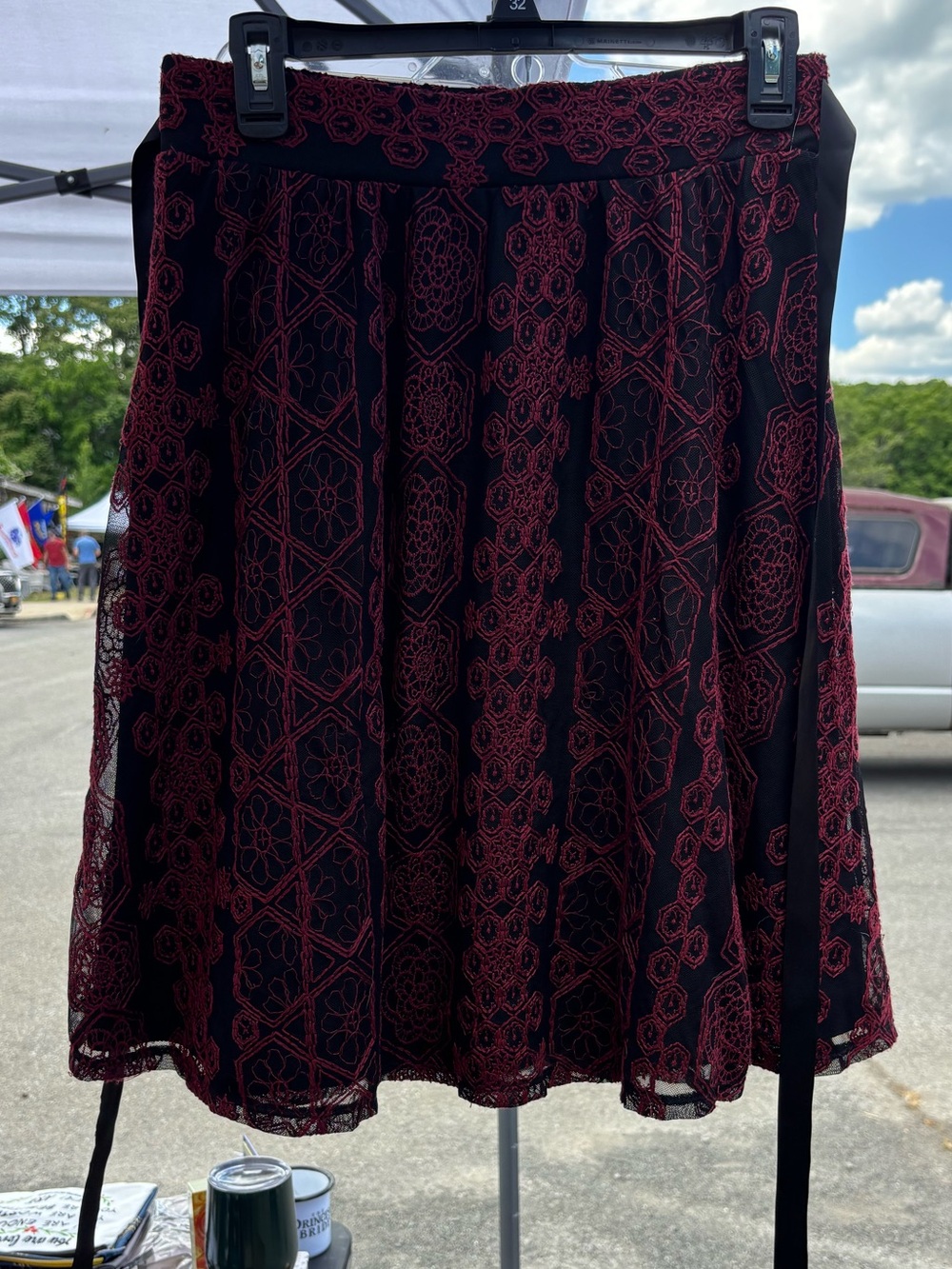 Joe Benbasset Black and Burgundy Lace Skirt